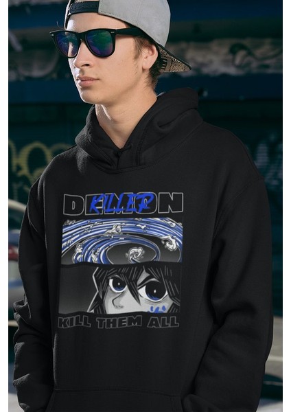 Demon Killer Baskılı Unisex Oversize Kill Them All Anime Hoodie