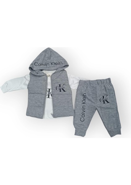 Baby Marka Kelvin Desen Baskı Yelekli Üçlü Takım Unisex 6-36 Ay
