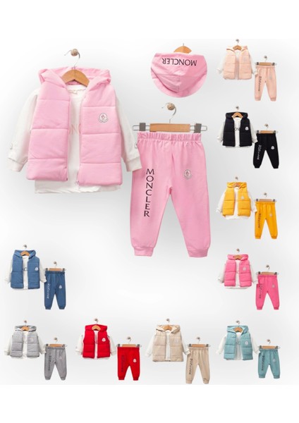 Baby Marka Moller Desen Baskı Yelekli Üçlü Takım Unisex 6-36 Ay