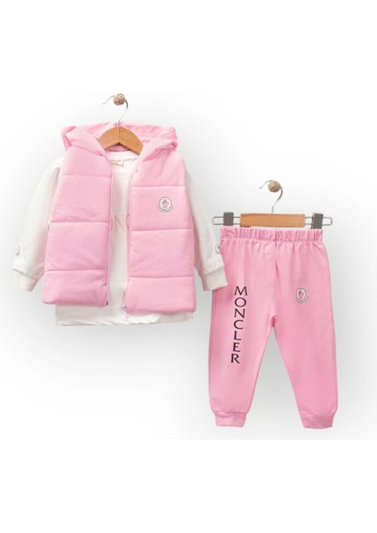 Baby Marka Moller Desen Baskı Yelekli Üçlü Takım Unisex 6-36 Ay