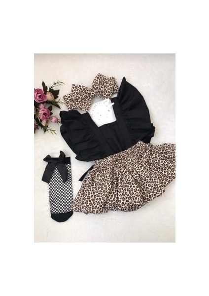 Kız Bebek Salopet Elbise Leopar