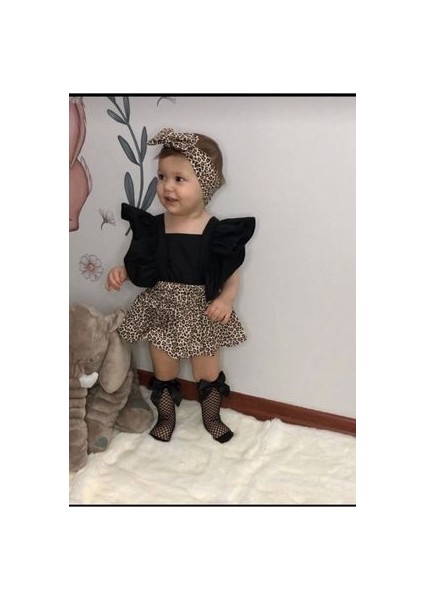 Kız Bebek Salopet Elbise Leopar