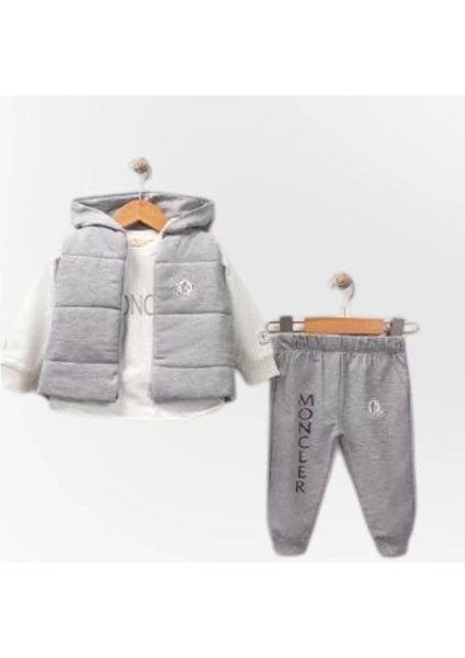 Baby Marka Moller Desen Baskı Yelekli Üçlü Takım Unisex 6-36 Ay