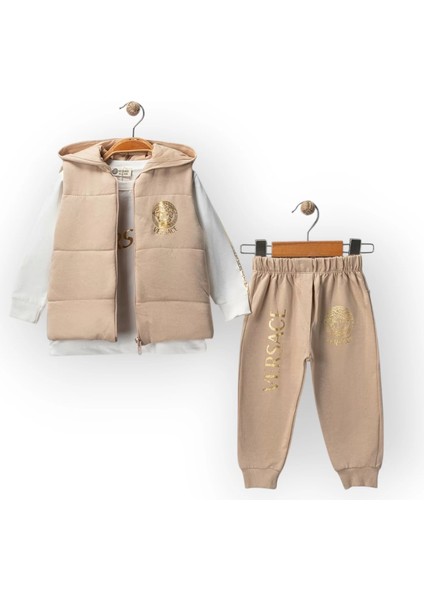 Baby Marka Versay Desen Baskı Yelekli Üçlü Takım Unisex 6-36 Ay