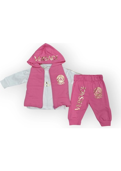 Baby Marka Versay Desen Baskı Yelekli Üçlü Takım Unisex 6-36 Ay