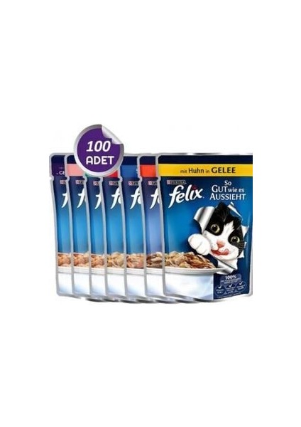 Felix Purina Felix Karışık Kedi Yaş Maması 100 Adet x 100 gr