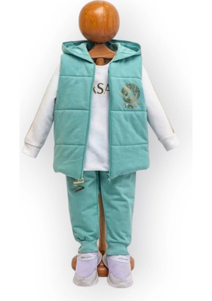 Baby Marka Versay Desen Baskı Yelekli Üçlü Takım Unisex 6-36 Ay