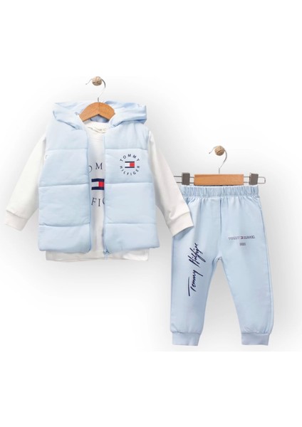 Baby Marka Tomm Desen Baskı Yelekli Üçlü Takım Unisex 6-36 Ay