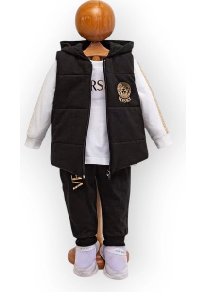 Baby Marka Versay Desen Baskı Yelekli Üçlü Takım Unisex 6-36 Ay