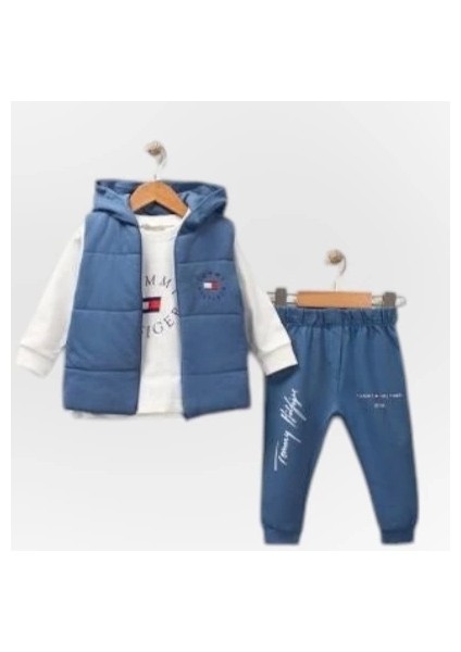 Baby Marka Tomm Desen Baskı Yelekli Üçlü Takım 6-36 Ay