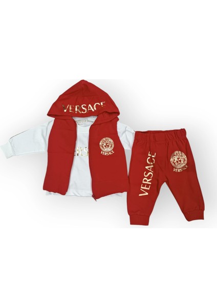 Baby Marka Versay Desen Baskı Yelekli Üçlü Takım Unisex 6-36 Ay