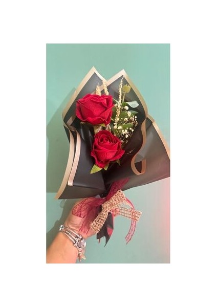 Gül Demeti Ikili,kırmızı Gül Yapay ,hediyelik Gül