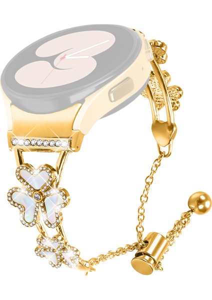 Samsung Galaxy Watch5 / Watch4 40/42/44/45/46MM Kalp Yonca Dekor Saat Kayışı (Yurt Dışından)