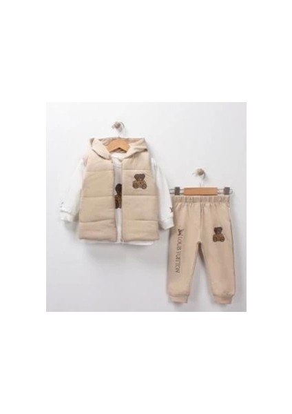 Baby Marka Wilton Desen Baskı Yelekli Üçlü Takım Unisex 9-36 Ay