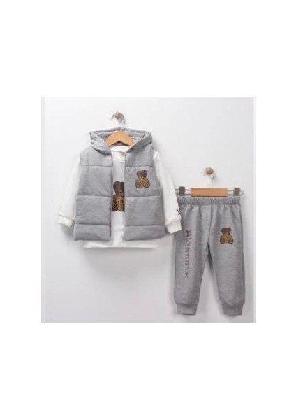 Baby Marka Wilton Desen Baskı Yelekli Üçlü Takım Unisex 9-36 Ay