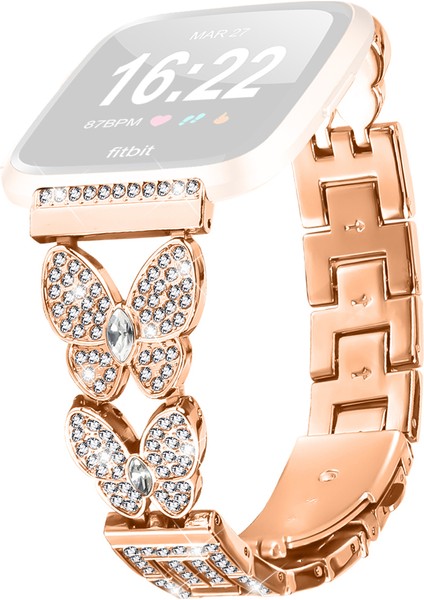 Fitbit Versa / Versa 2 Watch Band Rhinestones Dekor Alaşım Metal Kayış (Yurt Dışından)