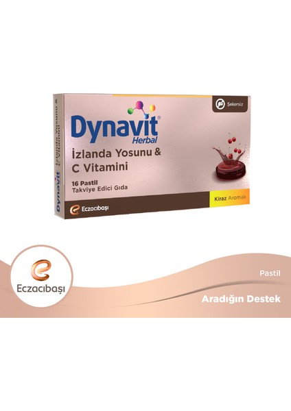 Herbal İzlanda Yosunu & C Vitamini 16 Pastil - İzlanda Yosunu, C Vitamini, Sinirliot Ekstresi