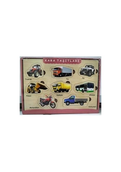 Ahşap Bul-Tak Puzzle Eğitici Öğretici 8 Parça Arka Yüzü Yazı Tahtalı Yapboz Zeka Geliştirici