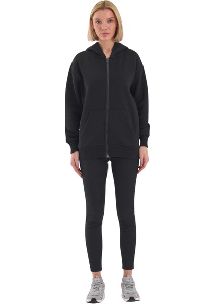 Unisex Şardonlu Oversize Fermuarlı Kapşonlu Sweat