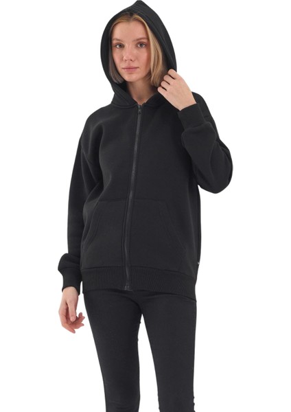 Unisex Şardonlu Oversize Fermuarlı Kapşonlu Sweat fiyatları