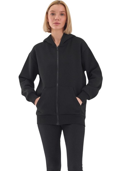 Unisex Şardonlu Oversize Fermuarlı Kapşonlu Sweat modelleri