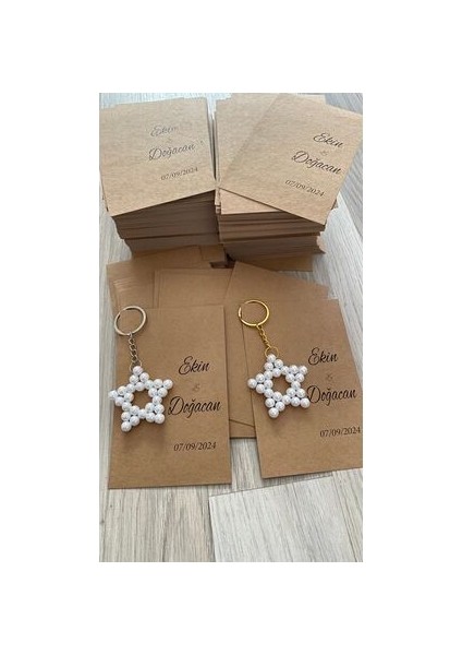 Yıldız Anahtarlıklı Kraft Kartlı Hediyelik Set 25 Adet