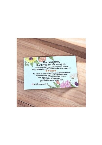 Teşekkür Kartı Ingilizce 5x8 cm 100 Adet