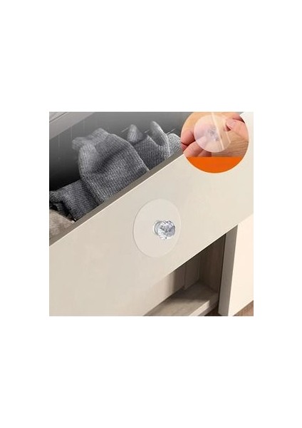 2'li Kulp Şeffaf Kendinden Yapışkanlı - Çekmece, Klozet, Dolap, Banyo, Mutfak Kulbu- Su Geçirmez