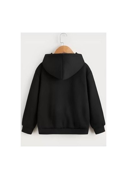 Çocuk Unisex Içi Pamuklu Düz 3 Iplik Kapüşonlu Hoodie Sweatshirt