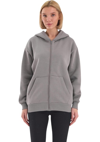 Unisex Şardonlu Oversize Fermuarlı Kapşonlu Sweat modelleri