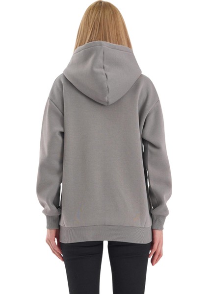 Unisex Şardonlu Oversize Fermuarlı Kapşonlu Sweat indirimleri