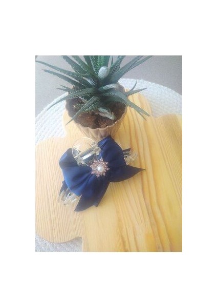 Kadın Saten Kurdele Fiyonk Taşlı Mandal Toka