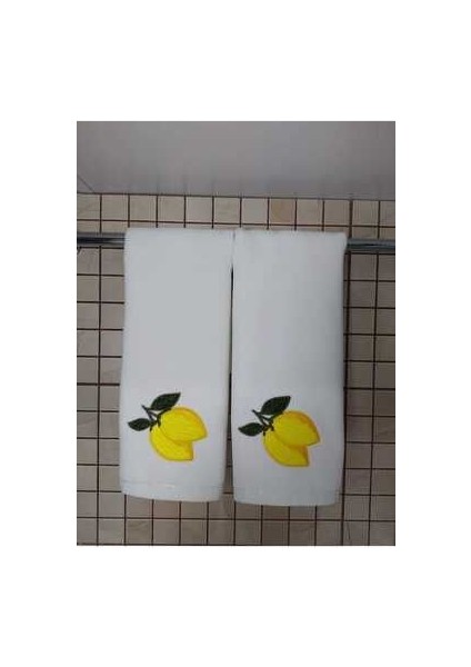 Limon Nakış Işlemeli 2li Mutfak Havlusu Seti modelleri