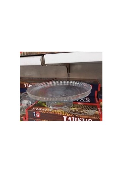 Ayaklı Pasta Servis Tabağı 26CM Cam