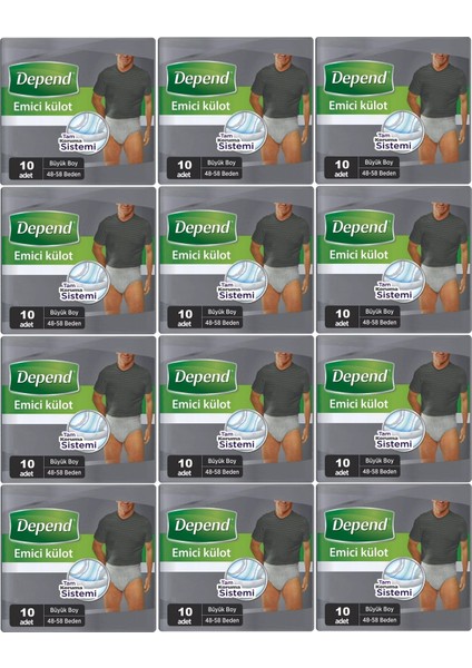 Emici Külot Hasta Bezi Large - Büyük Erkek 120 Adet (12PK*10)
