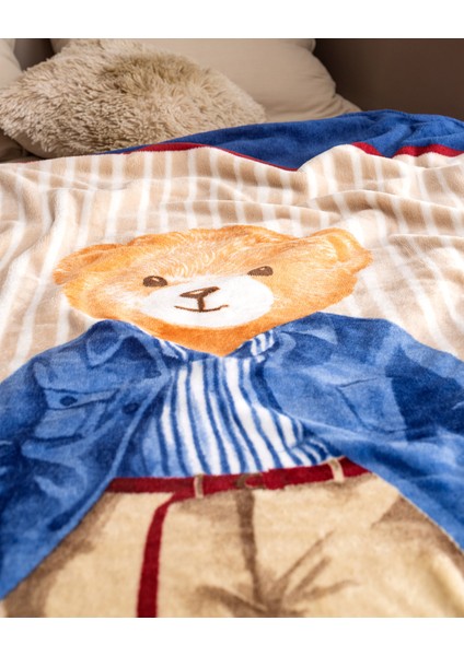 Marnay Ayı Tek Kişilik Wellsoft Polar Baskılı Battaniye - Bej/lacivert fiyatları