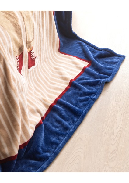 Marnay Ayı Tek Kişilik Wellsoft Polar Baskılı Battaniye - Bej/lacivert modelleri