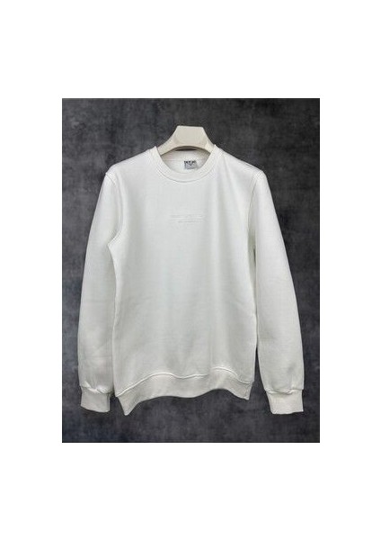 Pamuklu Rahat Kesim Soğuğa Dayanıklı Oversize Beyaz Sweatshirt