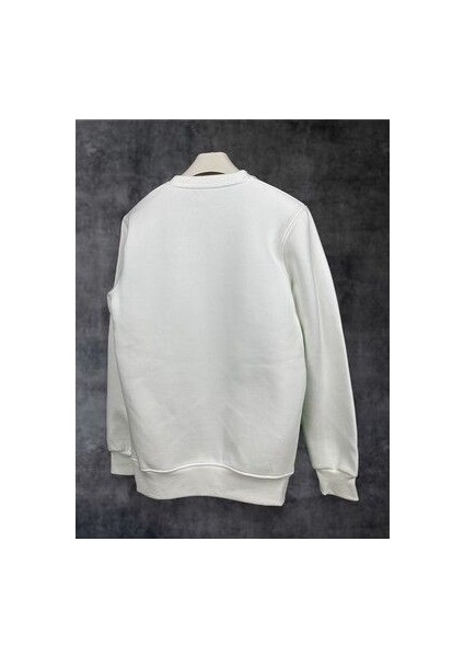 Pamuklu Rahat Kesim Soğuğa Dayanıklı Oversize Beyaz Sweatshirt fiyatları