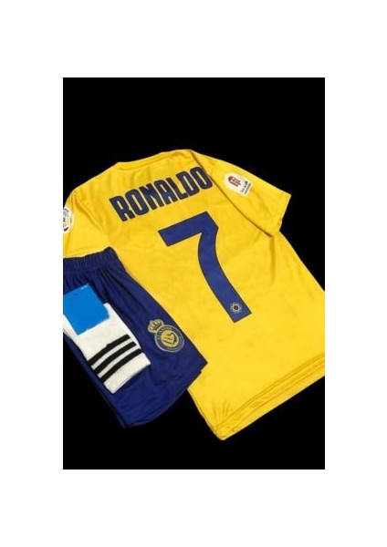 Cristiano Ronaldo C.r/7 Al Nassr Fc 2023/24 Yeni Sezon Çocuk Forması Şort Çorap 3'lü Set
