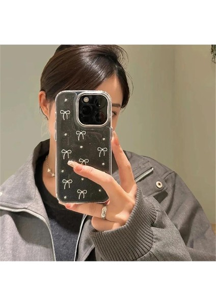 Apple iPhone 14 Pro Max Uyumlu Kurdele Desenli Kabartmalı Telefon Kılıf Kapak