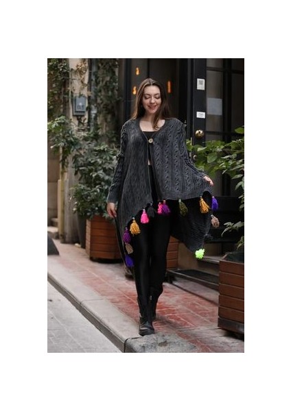 Otantik Etnik Püskül Detaylı Eskitme Salaş Oversize Pamuk Standart Uzun Triko Hırka indirimleri