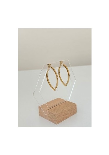 Çift Taraflı Oval Gold Küpe - Minimalist Tasarım, Şık ve Zarif fiyatları