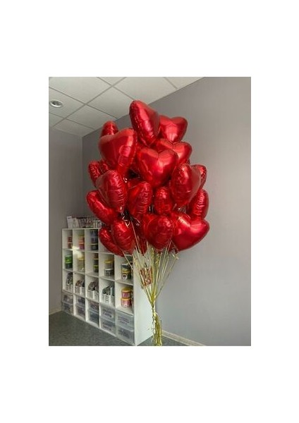 Kırmızı Kalpli Folyo Uçan Balon 5 Adet 18 Inç 45 cm Sevgililer Günü Balonu fiyatları