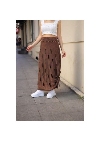 Etnik Bohem ve Otantik Tarz Yıkamalı Tasarım Astarlı Yan Büzmeli Cepli Pamuk Standart Beden Etek modelleri