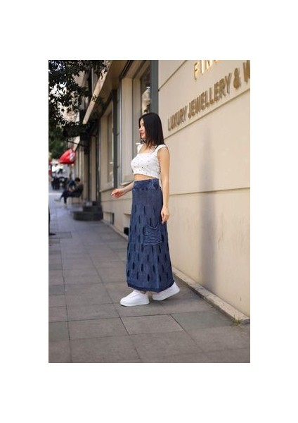 Etnik Bohem ve Otantik Tarz Yıkamalı Tasarım Astarlı Yan Büzmeli Cepli Pamuk Standart Beden Etek modelleri