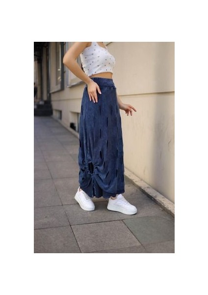 Etnik Bohem ve Otantik Tarz Yıkamalı Tasarım Astarlı Yan Büzmeli Cepli Pamuk Standart Beden Etek indirimleri