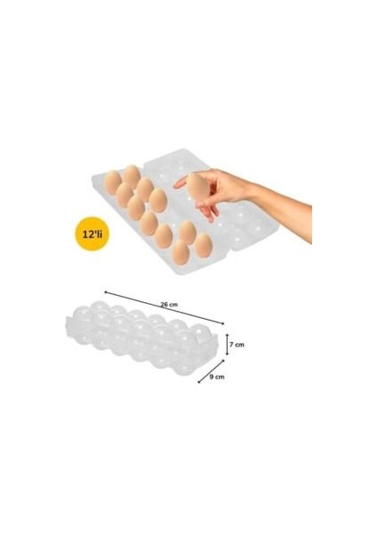 12LI Yumurta Saklama Kutusu Yumurta Organizeri Buzdolabı Yumurtalık Düzenleyici Şeffaf indirimleri