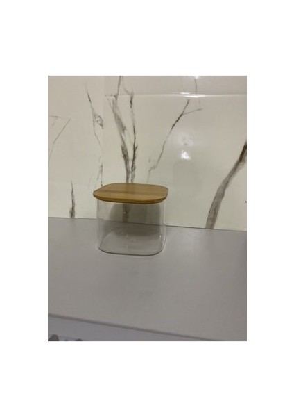Bambu Kapaklı Saklama Kabı 700 ml Kare Drajelik