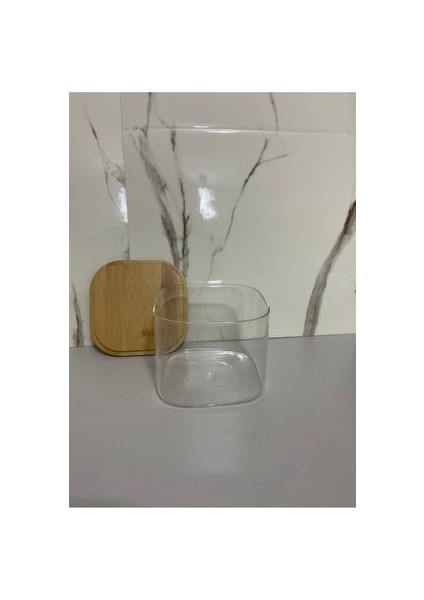 Bambu Kapaklı Saklama Kabı 700 ml Kare Drajelik